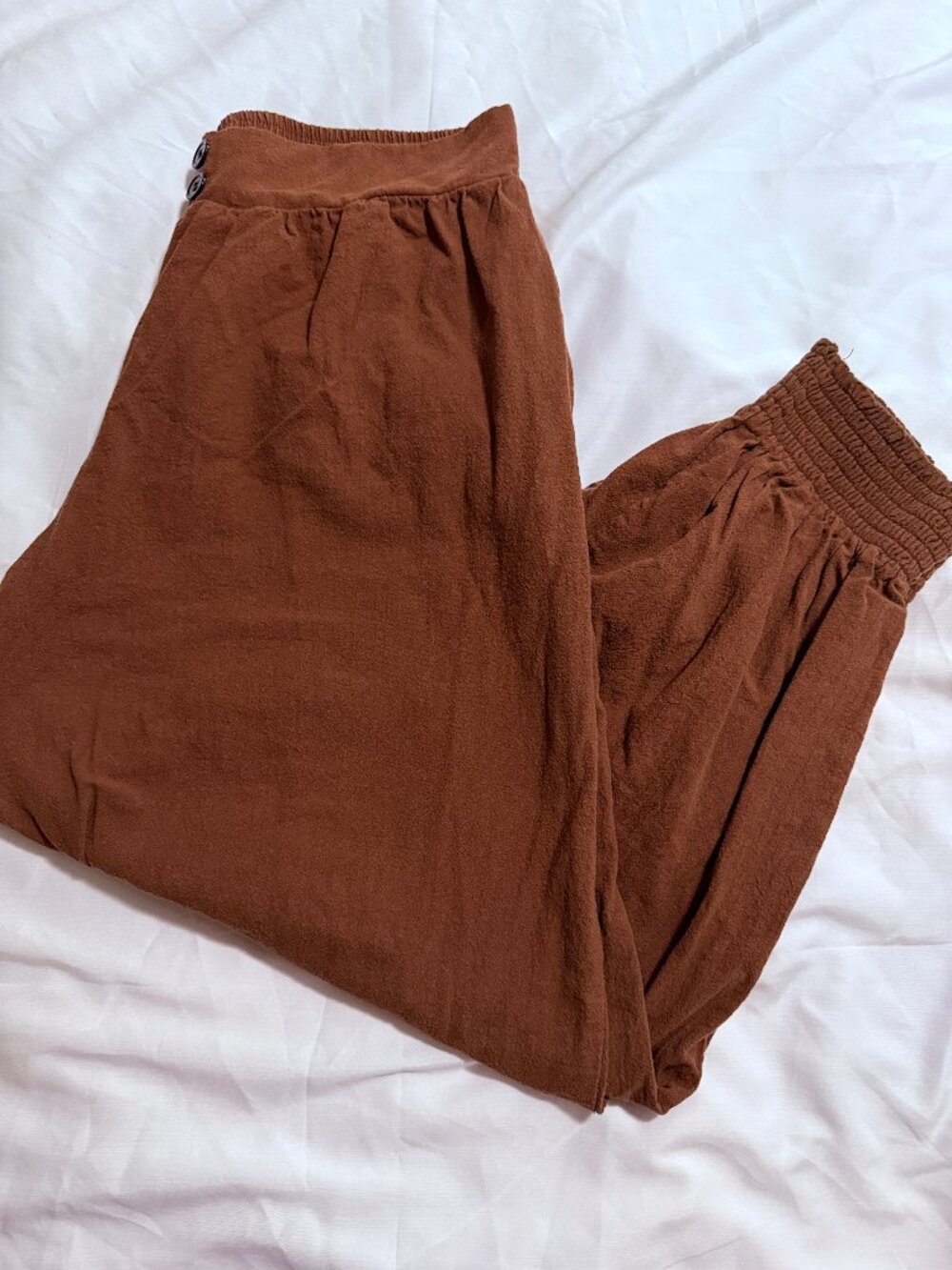 Harem Brown Pants Elastic Cuff Boho Size Medium